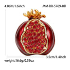 Red Pomegranate Gold Plated Rhinestone Brooch For Women Bulk