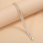 Bulk Double Strand Tennis Style Gold Silver Plated CZ Copper Bracelet