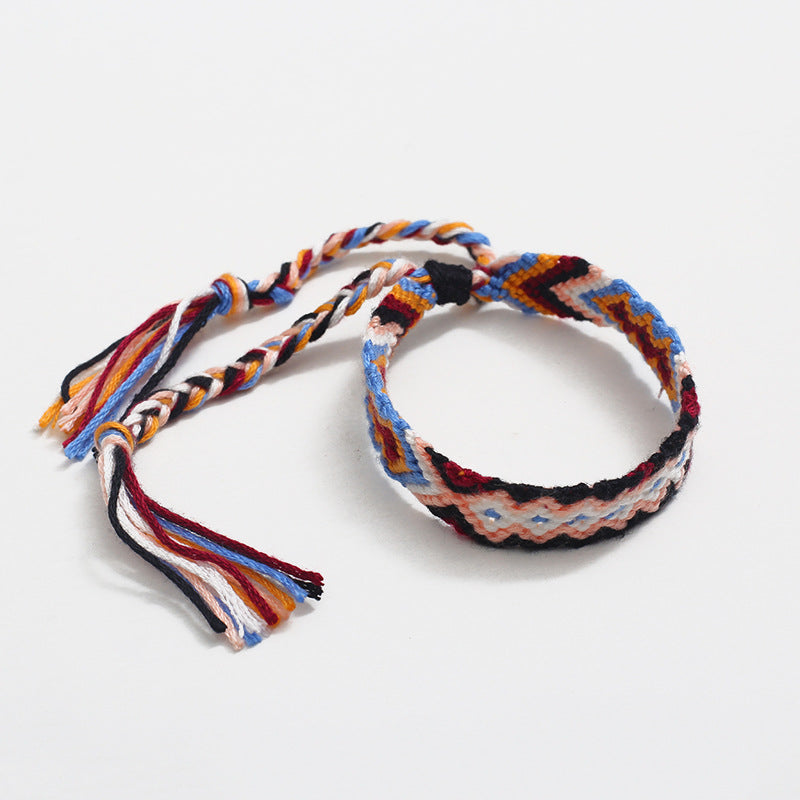 Bohemian Rainbow Braided Threads Adjustable Bracelet For Women Bulk