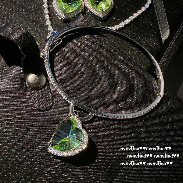 Wholesale Green Heart Silver Plated CZ Alloy Cuff & Kada For Women Secondary image