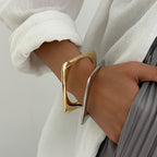Glossy Finish Square Round 18K Gold Silver Openable Kada Bracelet Bulk