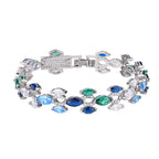 Oval Multi Gemstone Crystal Solitaire Silver Tennis Bracelet Bulk