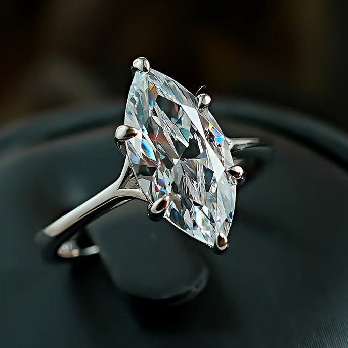 Gold Silver Marquise Cut Cubic Zirconia Copper Adjustable Ring For Women Bulk