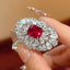 Oval Silver Red Green Pink Cubic Zirconia Crystal Adjustable Ring Bulk
