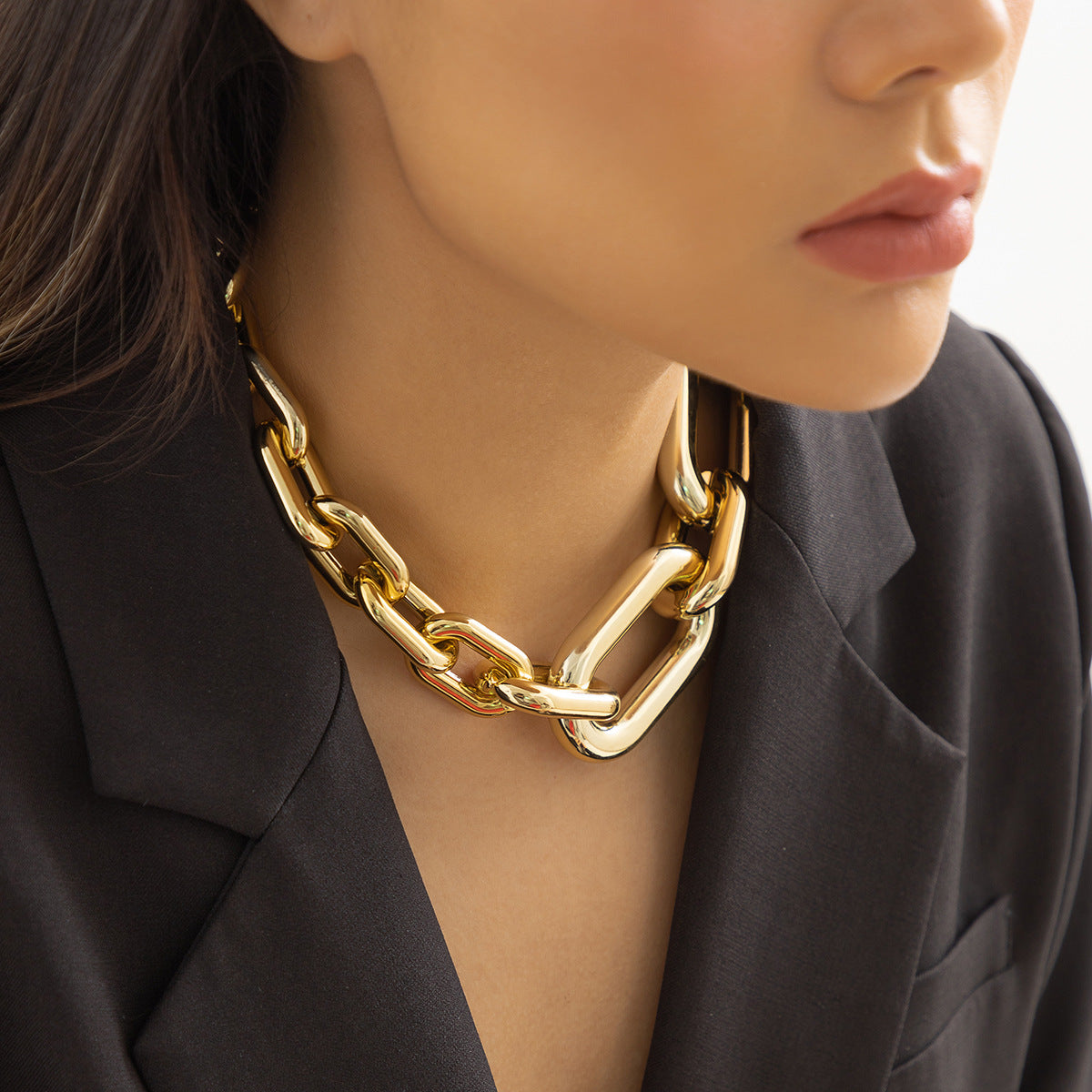 Curb Single Layer Gold Silver Hip Hop Joint Link Chain Necklace Bulk