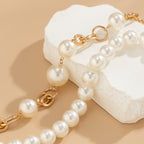 Ball 18K Gold Silver Pearl Anti Tarnish Dual Layer Necklace Women Bulk