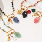 Hamsa Evil Eye Gold Pink Green Blue Black Beads Threads Necklace Bulk