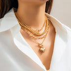 Heart 18K Gold Silver Anti Tarnish Layer Link Chain Necklace Bulk