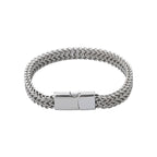 Dual Layer Silver Black Stainless Steel Wheat Chain Bracelet Bulk