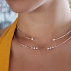 Dual Layer 18K Gold Rhinestones Cubic Zirconia Hasli Necklace Bulk