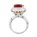 Square CZ Red Pink Yellow Silver Anti Tarnish Adjustable Ring Bulk