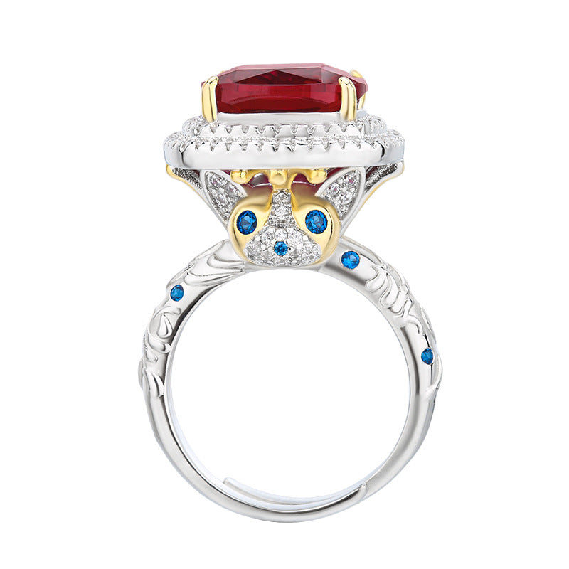 Square CZ Red Pink Yellow Silver Anti Tarnish Adjustable Ring Bulk