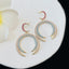 Pink Blue 18K Gold Plated CZ Anti Tarnish Dangler Earring Bulk