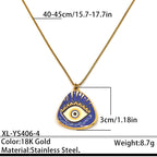 Evil Eye Gold Plated Blue & White Enamel Stainless Steel Necklace Bulk