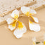 Floral Flower Leaf 18K Gold White Pink Yellow Dangler Earring Bulk