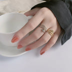 Bulk Double Band Gold Silver Plated CZ Copper Adjustable Fancy Ring
