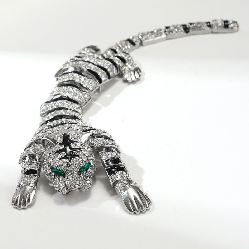 Premium Tiger Design Gold Silver CZ Copper Anti Tarnish Brooch Bulk Secondary image