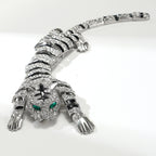 Premium Tiger Design Gold Silver CZ Copper Anti Tarnish Brooch Bulk