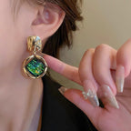 Bulk Multi Color Rhombus Shaped Gold Plated Beads Alloy Drop Earrings