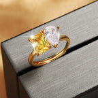 Drop Square Solitaire Yellow 18K Gold Anti Tarnish Free Size Ring Bulk
