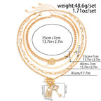 Key Lock 18K Gold Cubic Zirconia Curb Snake Chain Layer Necklace Bulk