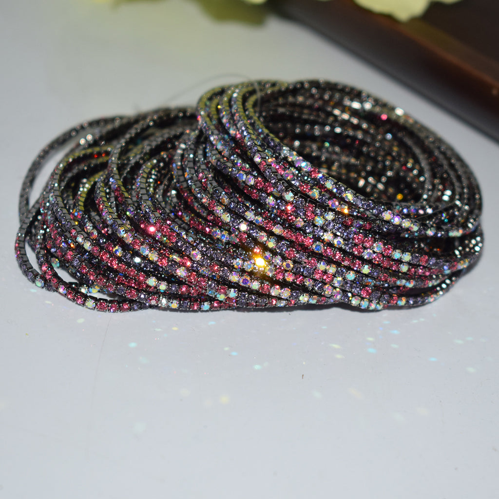 18K Gold Silver Multi Rhinestone Bracelet Bangle Adjustable Women Bulk