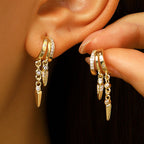 Designer Gold Plated CZ Copper Multi Layer Huggie Drop Earrings Bulk