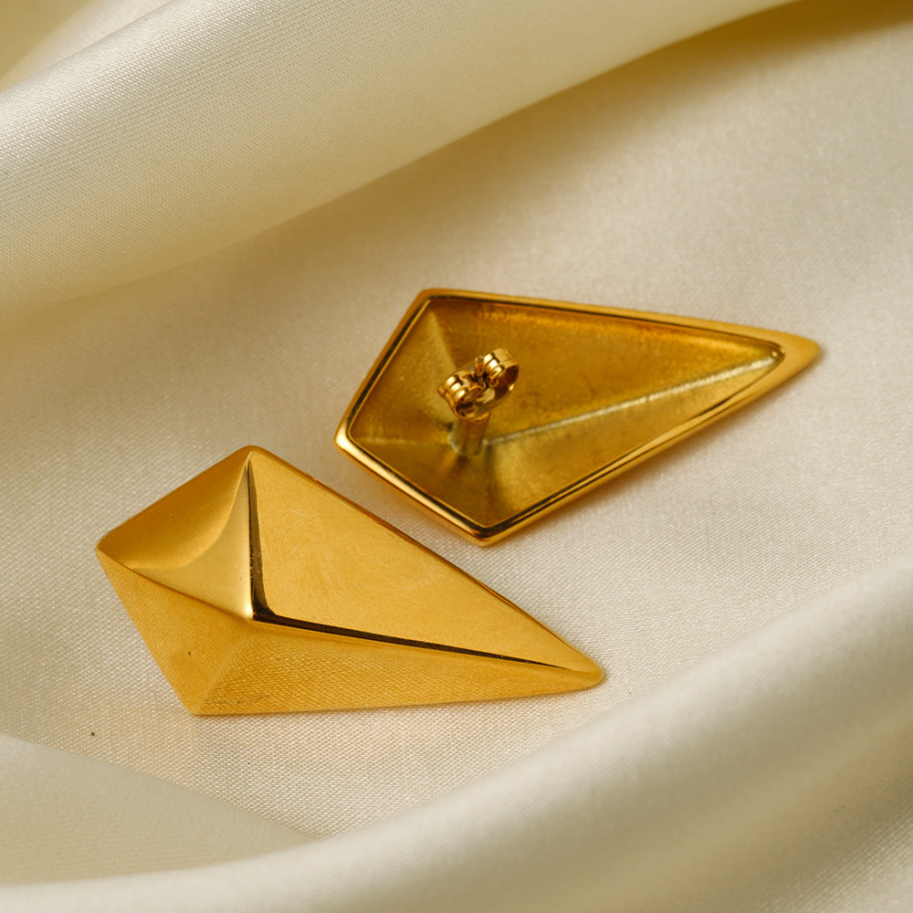 Triangle Shape Gold Stainless Steel Anti Tarnish Dangler Earring Bulk
