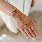 Multi Color Gemstone Hand Harness Gold Plated CZ Copper Bracelet Bulk