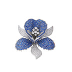 Floral Flower Silver Blue Gold Pink CZ Anti Tarnish Brooch Bulk