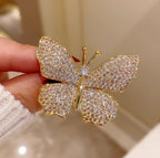 Gold Silver Butterfly Cubic Zirconia Copper Anti Tarnish Brooch For Women