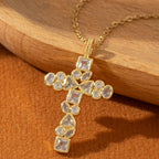 Jesus Cross 18K Gold CZ Anti Tarnish Necklace Pendant Chain Bulk