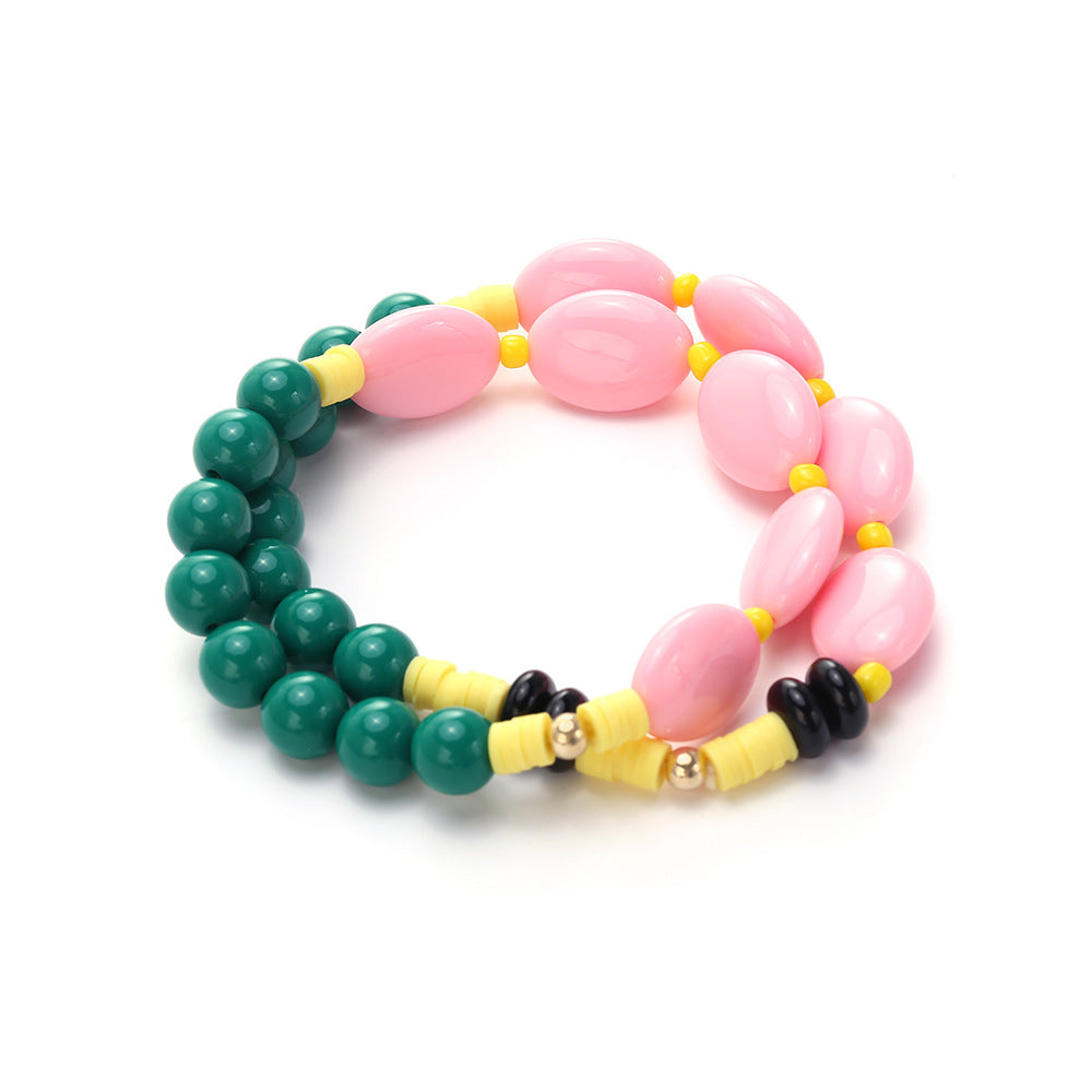 Colorful Layered Gemstone Gold Plated Beads Bracelet For Women Bulk