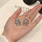 Luxury Openwork Ball Gold Silver Plated CZ Copper Stud Earrings Bulk