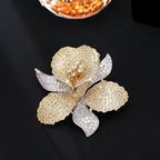 Floral Flower Silver Blue Gold Pink CZ Anti Tarnish Brooch Bulk