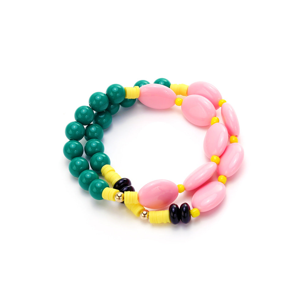 Colorful Layered Gemstone Gold Plated Beads Bracelet For Women Bulk