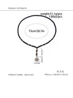 Black Brown Beads Anchor Wheel Silver Long Necklace Chain Men Bulk