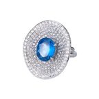 Oval Multi Gemstone CZ Silver Anti Tarnish Adjustable Ring Bulk