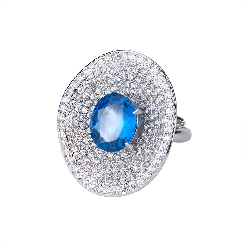 Oval Multi Gemstone CZ Silver Anti Tarnish Adjustable Ring Bulk