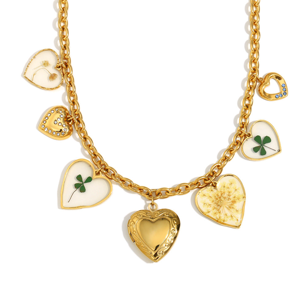 Heart Stainless Steel 18K Gold Charm Link Chain Necklace Women Bulk