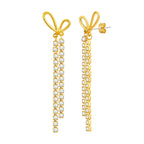 Bulk Bow Design Gold CZ Anti Tarnish Stainless Steel Drop Earrings