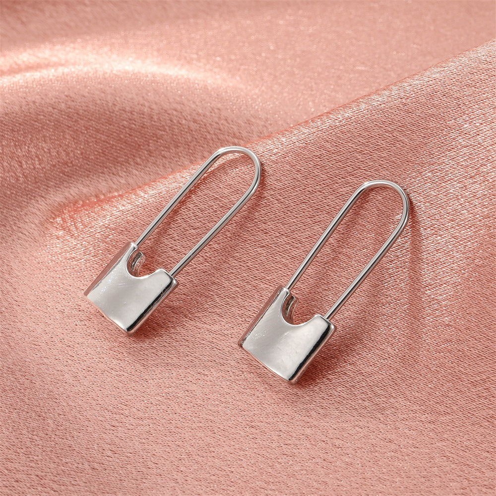 Bulk Modern Lock Shape Gold Silver Plated Plain Alloy Hoop Earrings
