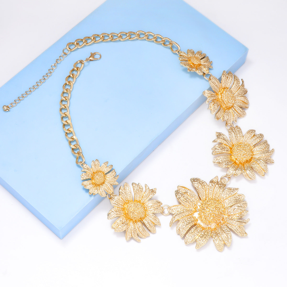 Floral Flower Yellow Gold Anti Tarnish Necklace Clavicle Chain Bulk