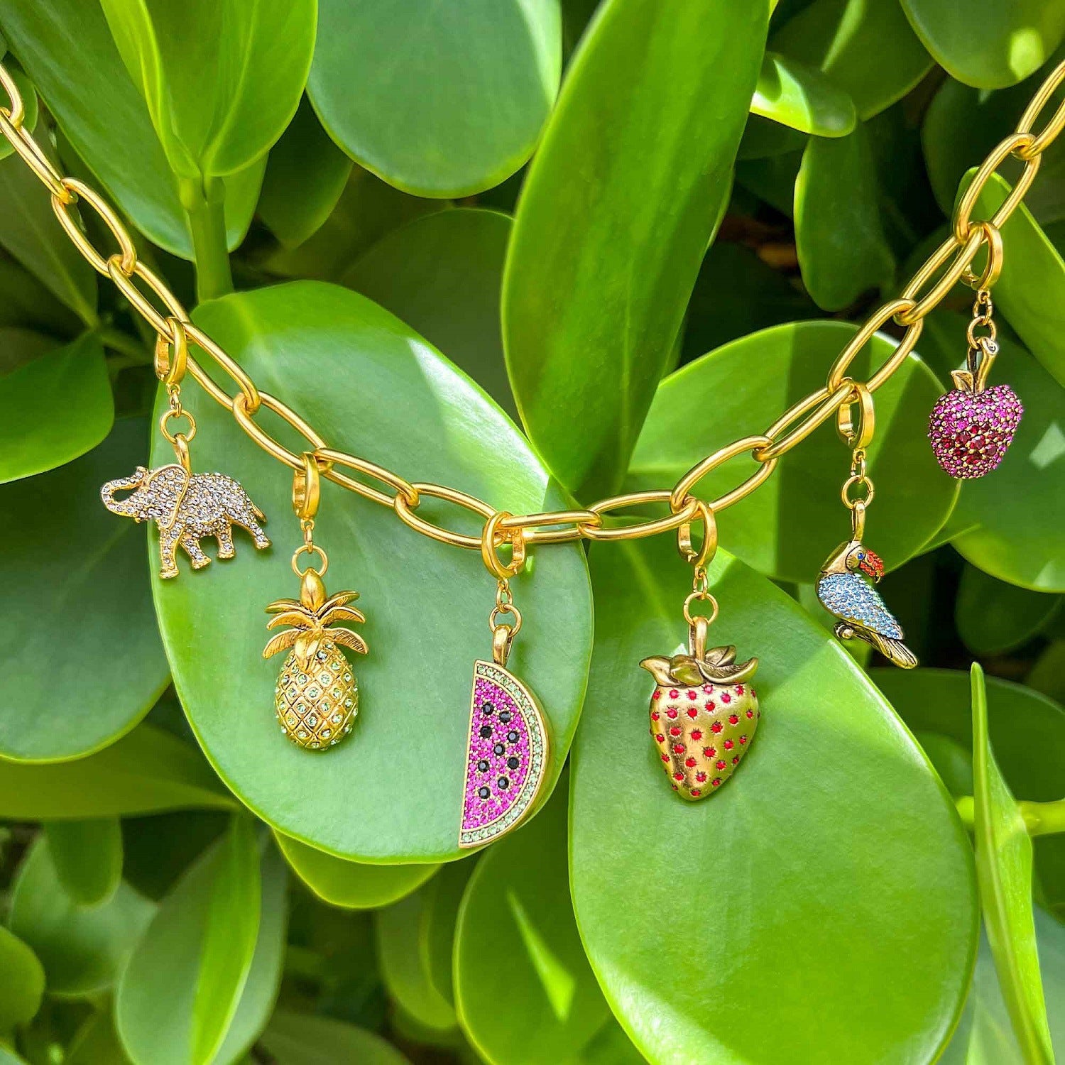 Fruits Elephant CZ 18K Gold Anti Tarnish Charm Necklace Bulk