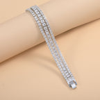 Bulk Layered Two Row Square Cut Gold Silver Plated CZ Copper Bracelet