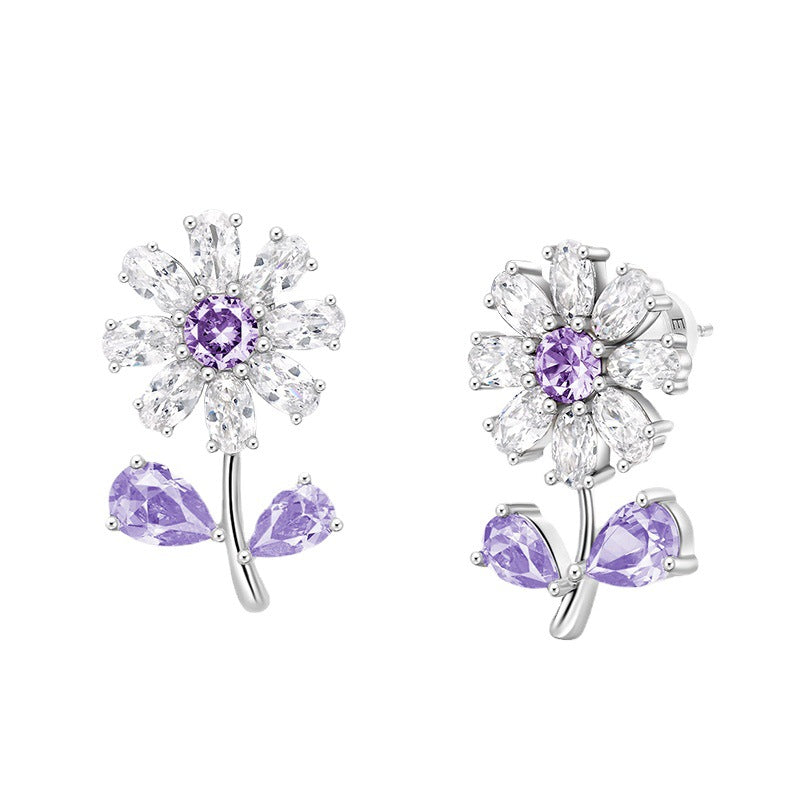 Daisy Flower Yellow Silver Solitaire Anti Tarnish Stud Earring Bulk