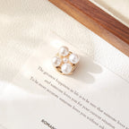 Cluster White Round Pearl Gold Plated Brass Button Cover Wholesale