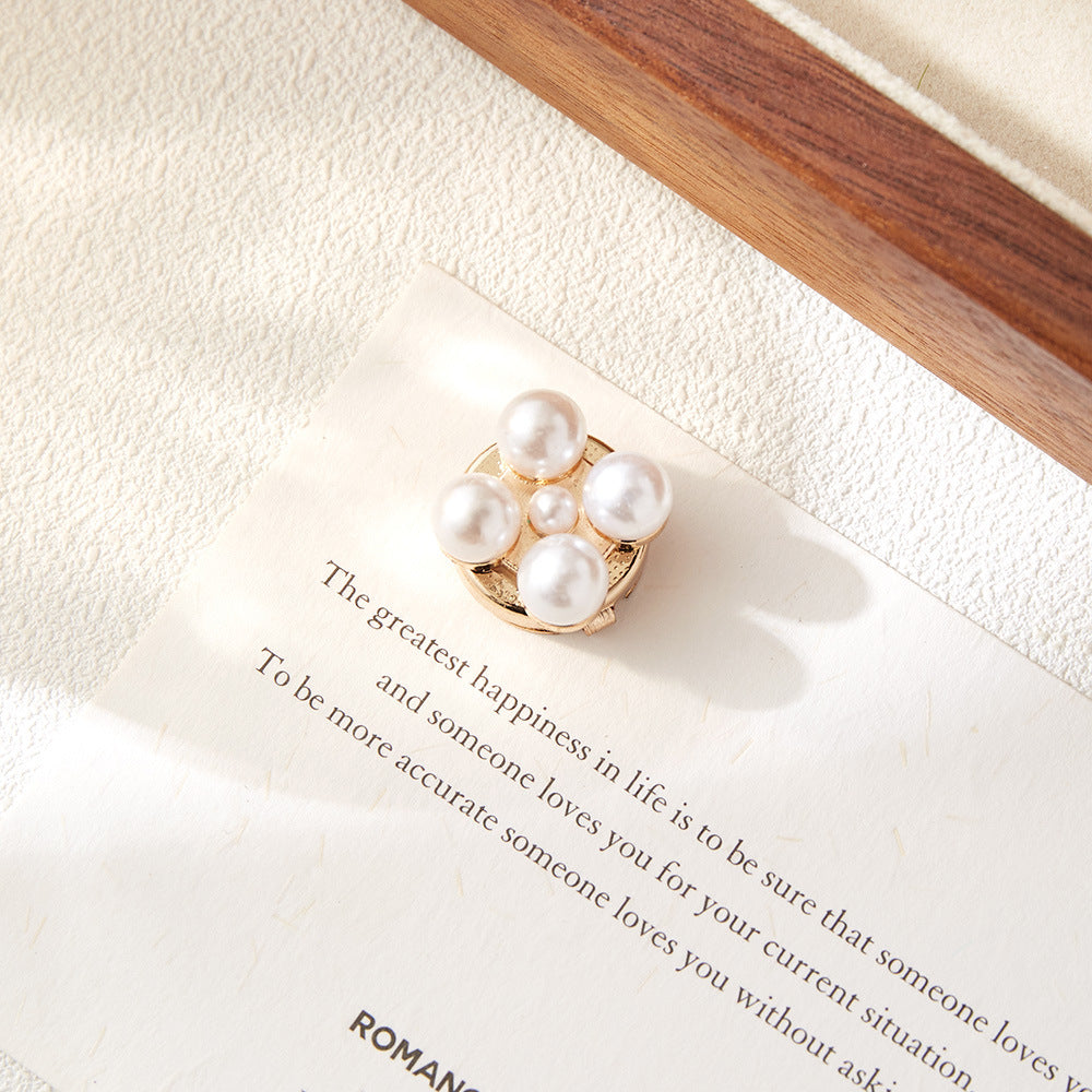 Cluster White Round Pearl Gold Plated Brass Button Cover Wholesale