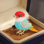 Multi Color Trendy Bird Shape Gold Plated Crystal Brooch For Women Bulk