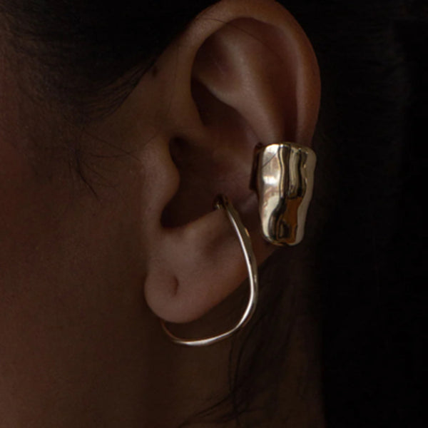 Two Tone 18K Gold Silver Stainless Steel Anti Tarnish Ear Cuff Earring For Women Secondary image